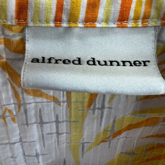 Alfred Dunner Womens Top 14 White Orange Button Front‎ 3/4 Sleeve Shirt Burnout - Picture 4 of 9